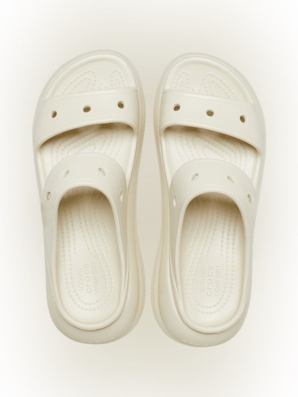 CROCS Cream Dual-Strap Slide Sandals